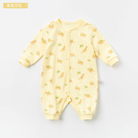 davebella戴维贝拉2020秋装新品新生儿衣服婴儿连体衣 初生儿爬服 黄底印花 73cm(建议身高66-73cm)