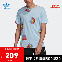 阿迪达斯官网 adidas 三叶草 AOP DIAG TEE 男装运动短袖T恤FM3343 粉蓝/多色 L(参考身高:185~188CM)