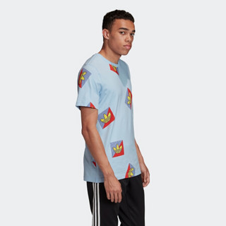 阿迪达斯官网 adidas 三叶草 AOP DIAG TEE 男装运动短袖T恤FM3343 粉蓝/多色 L(参考身高:185~188CM)