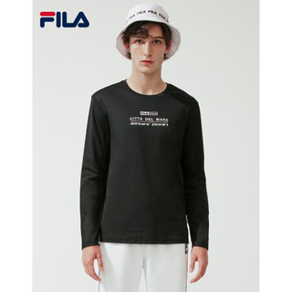 FILA 斐乐官方 男子长袖T恤 2020舒适休闲运动长袖衫 11 正黑色-BK 180/100A/XL