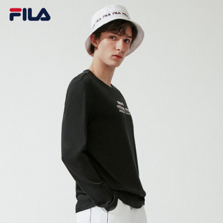 FILA 斐乐官方 男子长袖T恤 2020舒适休闲运动长袖衫 11 正黑色-BK 180/100A/XL