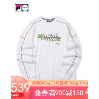 FILA FUSION 斐乐 男子套头卫衣 2020秋季新款个性潮流休闲男装 标准白-WT 170/92A/M