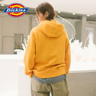 Dickies 情侣款袖口logo徽章连帽卫衣 卫衣男 连帽 情侣卫衣DK007062 黄色 M