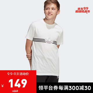 阿迪达斯官方 adidas 三叶草 OUTLINE TEE 大童短袖上衣ED7845 白/黑 176CM