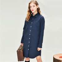 佐丹奴（Giordano） 连衣裙 佐丹奴（Giordano）女装 裙棉质仿牛仔衬衫连衣裙05460099 01蓝色 小码