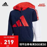 阿迪达斯官网 adidas LB UR FT KN HDY 小童装训练运动卫衣FM9700 学院藏青蓝/鲜红 104CM