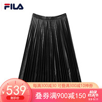 FILA 斐乐官方 吴谨言同款半身裙 2020冬季新款百褶时尚运动裙 正黑色-BK 160/62A/S