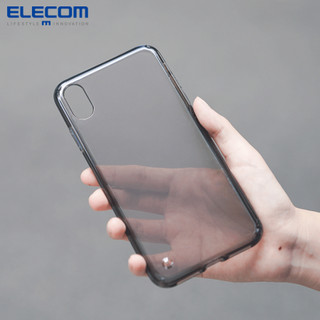 日本 宜丽客（ELECOM）iPhone XR/XS Max手机壳挂绳孔防摔气囊手机壳透明苹果保护套 黑色款 iPhone XR  6.1英寸