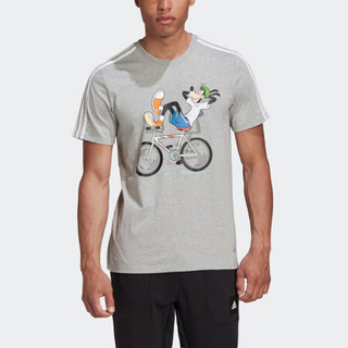 adidas 阿迪达斯 CYCLING TEE Disney高飞联名款 男子运动T恤 GQ0900 中麻灰/白 XS