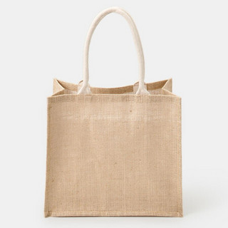 MUJI 無印良品 黄麻 简易收叠购物袋A4 原色 36x19x31.5cm