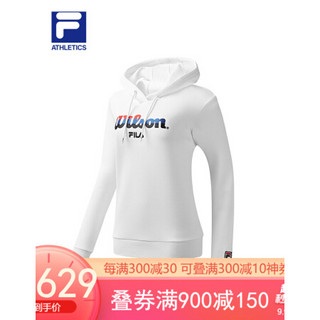 FILA x Wilson联名 斐乐官方连帽卫衣女子2020秋季新款时尚运动长袖女子上装 玉石白-WT 170/88A/L