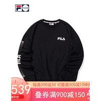 FILA FUSION 斐乐 女子套头卫衣 2020秋季新款时尚运动印花个性女 深黑-BK（宽松版型，建议拍小一码） 160/80A/S