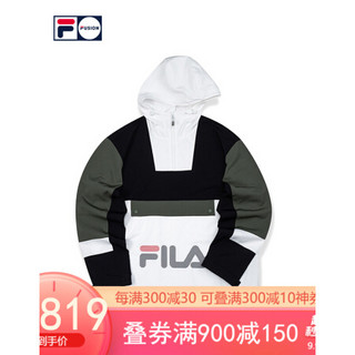 FILA FUSION 斐乐男士梭织上衣2020秋季新款连帽潮流工装套头外套 深黑-BK（宽松版型，建议拍小一码） 165/88A/S