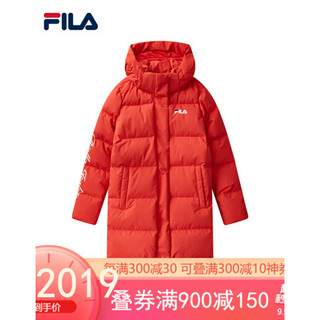 FILA 斐乐官方女士羽绒服2020冬季新款时尚运动长款保暖羽绒外套 标准白-RD 165/84A/M