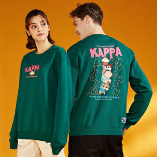 Kappa卡帕蜡笔小新联名套头衫2020新款春秋情侣男女运动卫衣圆领外套K0AZ2WT79D 绿萝绿-3602 M