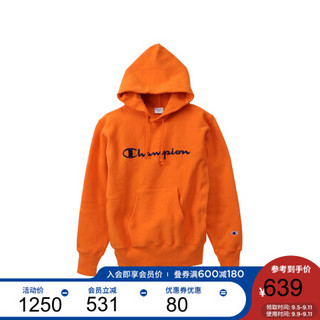 Champion冠军REVERSE WEAVE 草字LOGO连帽卫衣男 橙色 XL