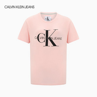 CK Jeans 2020秋冬 女装刺绣LOGO圆领短袖T恤 J215219 TFS-粉色 S