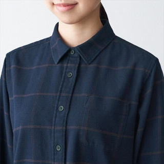 無印良品  無印良品 MUJI 女士长袖衬衫 BCB20C0A 深海军蓝X格子 M