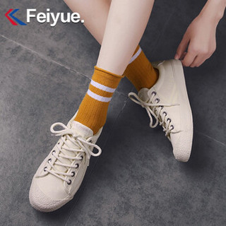 飞跃（Feiyue）帆布鞋女鞋学生帆布板鞋女 米白938 37（女士买小一码，男士标准码） *4件