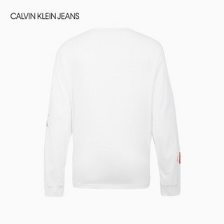 CK JEANS 2020秋冬新款 男装纯棉撞色LOGO长袖T恤 J316688 YAF-白色 M