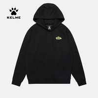 KLEME/卡尔美 男款运动休闲连帽卫衣针织潮流秋季外套圆领运动服上衣 黑色连帽 L