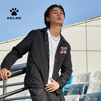 KELME/卡尔美 男士排扣夹克上衣商务休闲秋季外套时尚潮流工装梭织风衣 黑色 XL