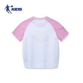 乔丹官方旗舰童装儿童T恤2020夏季新款小童印花打底衫洋气女童短袖T恤 白色 100cm(101cm)