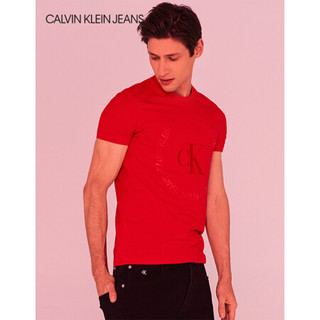 CK JEANS 2020春夏款男装 时尚环形Logo圆领短袖T恤J314477 XAT-红色 XL