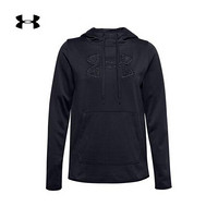 安德玛官方UA Big Logo女子抓绒连帽运动卫衣Under Armour1360295 黑色001 L