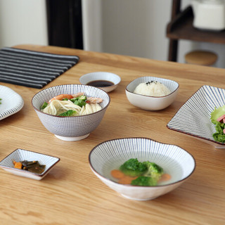 川岛屋 日式陶瓷千段草特色餐盘 碟子菜盘汤盘创意餐具 10寸喇叭碗