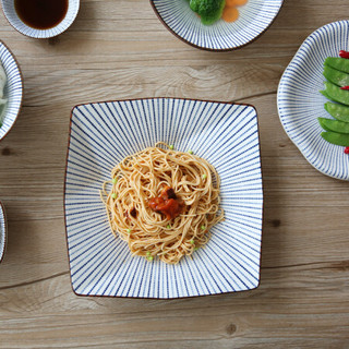 川岛屋 日式陶瓷千段草特色餐盘 碟子菜盘汤盘创意餐具 10寸喇叭碗