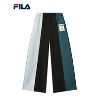 FILA×MIHARA 斐乐女子针织长裤2020夏秋新款潮流拼接宽松下装女 蓝色拼接-BU 170/70A/L