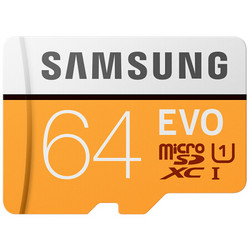 SAMSUNG 三星 存储卡 EVO黄色升级版 高速TF卡 64GB 标配