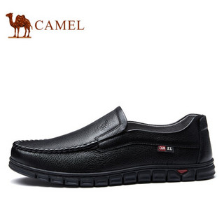 骆驼（CAMEL） 商务休闲皮鞋套脚舒适办公正装男鞋 A032211320 黑色 38