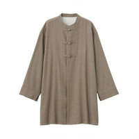 無印良品 MUJI 無印良品  男女通用 新疆棉法兰绒 盘扣衬衫 深咖啡色 XXS-S