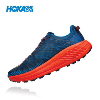 HOKA ONE ONE男飞速羚羊4越野跑步鞋 缓震支撑运动鞋 珐琅蓝 / 中国红 US 8 /260mm