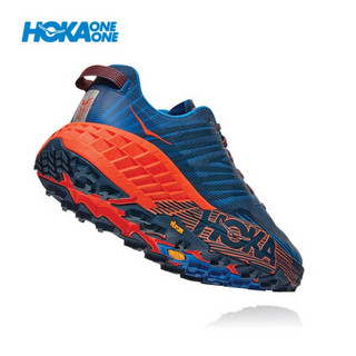 HOKA ONE ONE男飞速羚羊4越野跑步鞋 缓震支撑运动鞋 珐琅蓝 / 中国红 US 8 /260mm