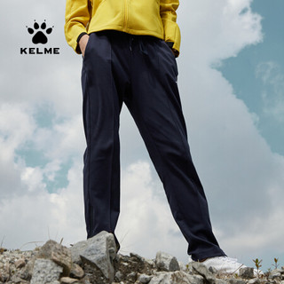 KELME/卡尔美 20秋冬新款直筒长裤女裤脚拉链裤子休闲显瘦针织裤 藏青 L/165