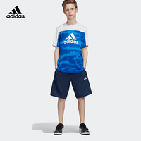 阿迪达斯官方 adidas YB TR SET TEE 大童训练短袖针织套装DV1393 蓝/白 学院藏青蓝 176CM