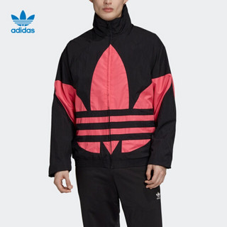 阿迪达斯官网 adidas 三叶草 BG TREFOIL TT 男装运动外套GJ0611 黑色/粉 M(参考身高:179~185CM)