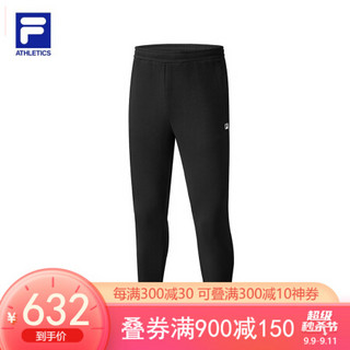 FILA ATHLETICS 男子针织长裤 2020秋季新款运动休闲健身跑步下装 深黑-BK 190/96A/XXXL