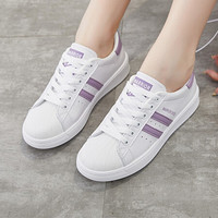 回力 Warrior 女款时尚潮流透韩版气小白鞋 低帮平底休闲板鞋 WXY-L301N 白紫 40