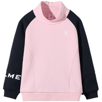 卡尔美KELME KIDS女童撞色卫衣圆领秋季高领宽松休闲上衣印花洋气 粉色 110cm