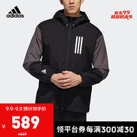 阿迪达斯官网 adidas WINDBREAKER 男装运动型格夹克外套GL5626 黑色/白 A/2XL(185/108A)