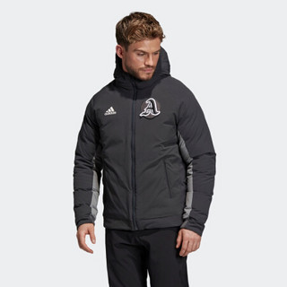 阿迪达斯官网 adidas 男装冬季户外连帽拉链短款羽绒服运动外套FM2876 碳黑/亚麻棕 A/M(175/96A)