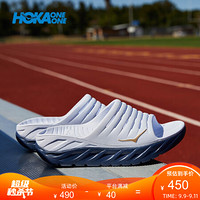 HOKA ONE ONE女奥拉2休闲运动舒缓拖鞋Ora Recovery厚底缓冲支撑 白色/靛蓝 US 9/ 260mm