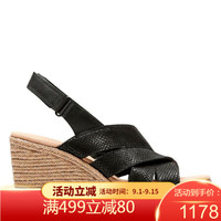 Clarks其乐女鞋高跟鞋坡跟凉鞋26134501 Black 6M