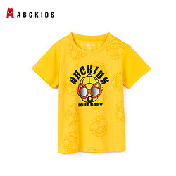 abckids童装 新款男童圆领短袖T恤涂鸦儿童舒适透气纯棉