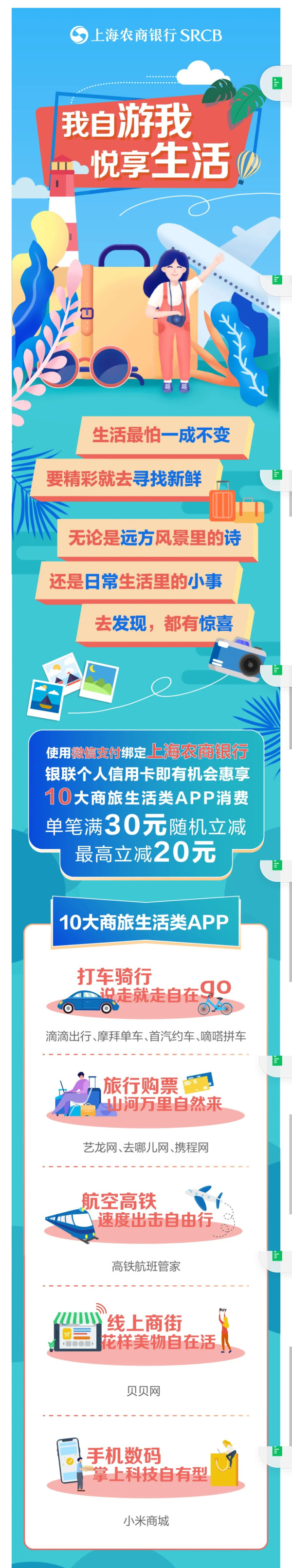 上海农商银行 X 去哪儿 / 携程 / 高铁管家等 十大商旅生活平台