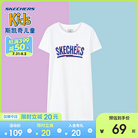 Skechers斯凯奇2020童装夏新款女童中长款短袖T恤连衣裙L220G120 兰花粉/0093 140cm